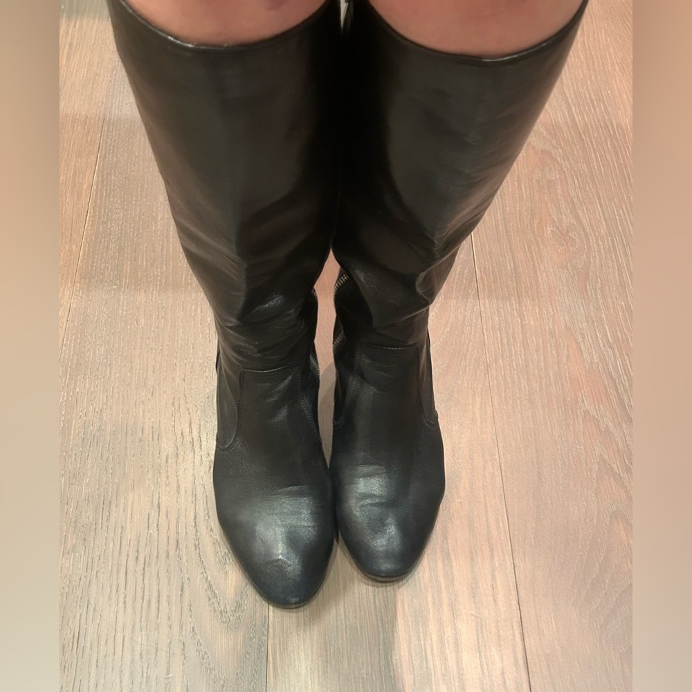 Dries Van Noten side zip leather knee high boots
